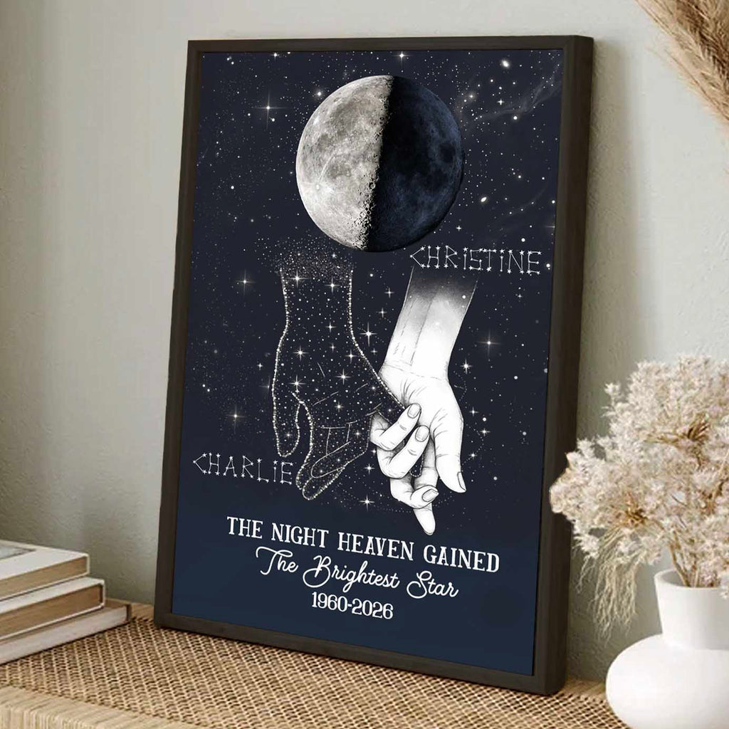 Heaven Gained The Brightest Star Custom Moon Phase Memorial Canvas