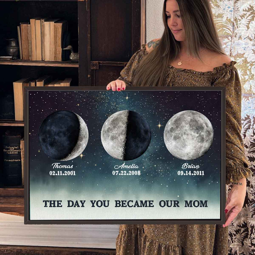 The Day You Became Mom and Dad - Custom Birth Moon Phase Canvas