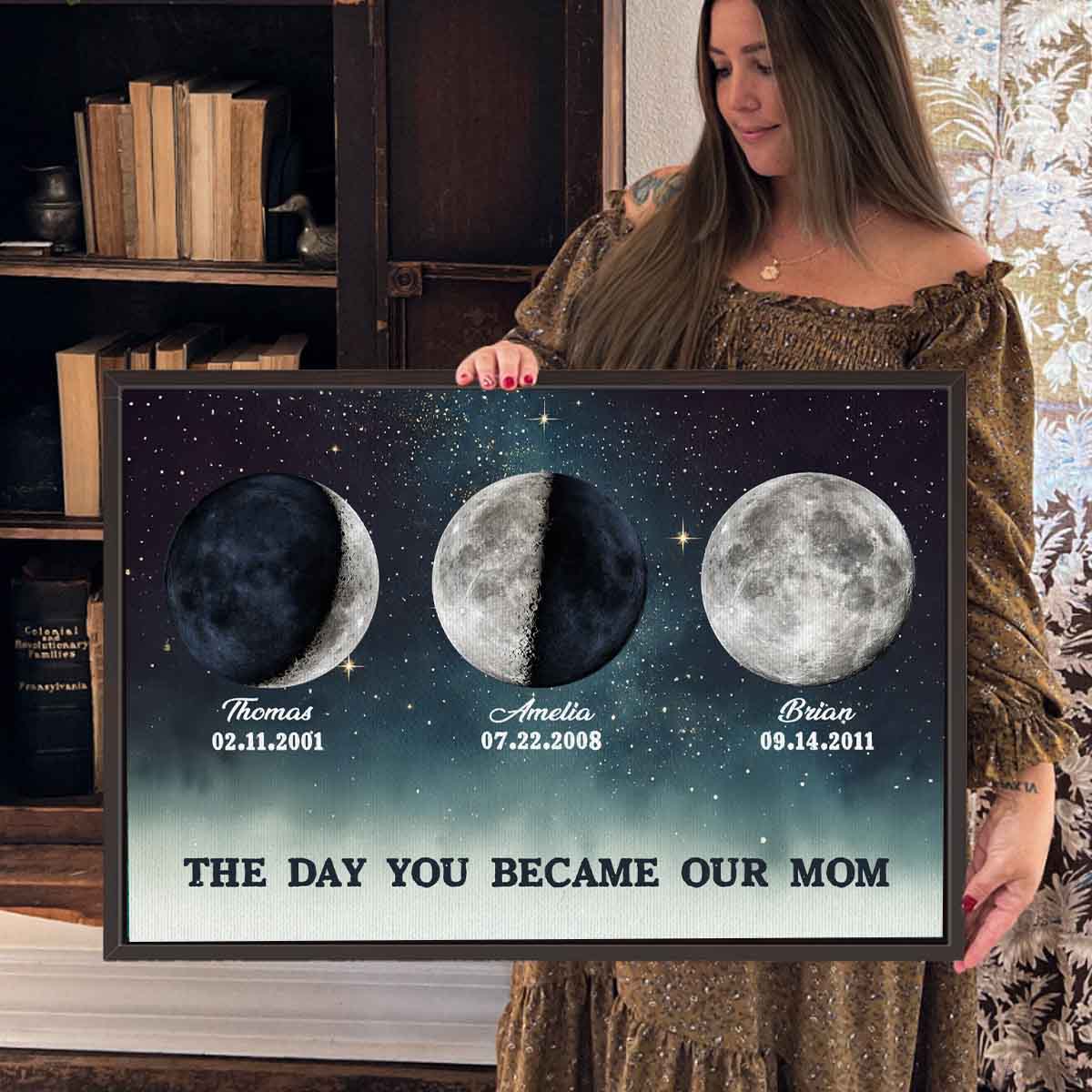 The Day You Became Mom and Dad - Custom Birth Moon Phase Canvas