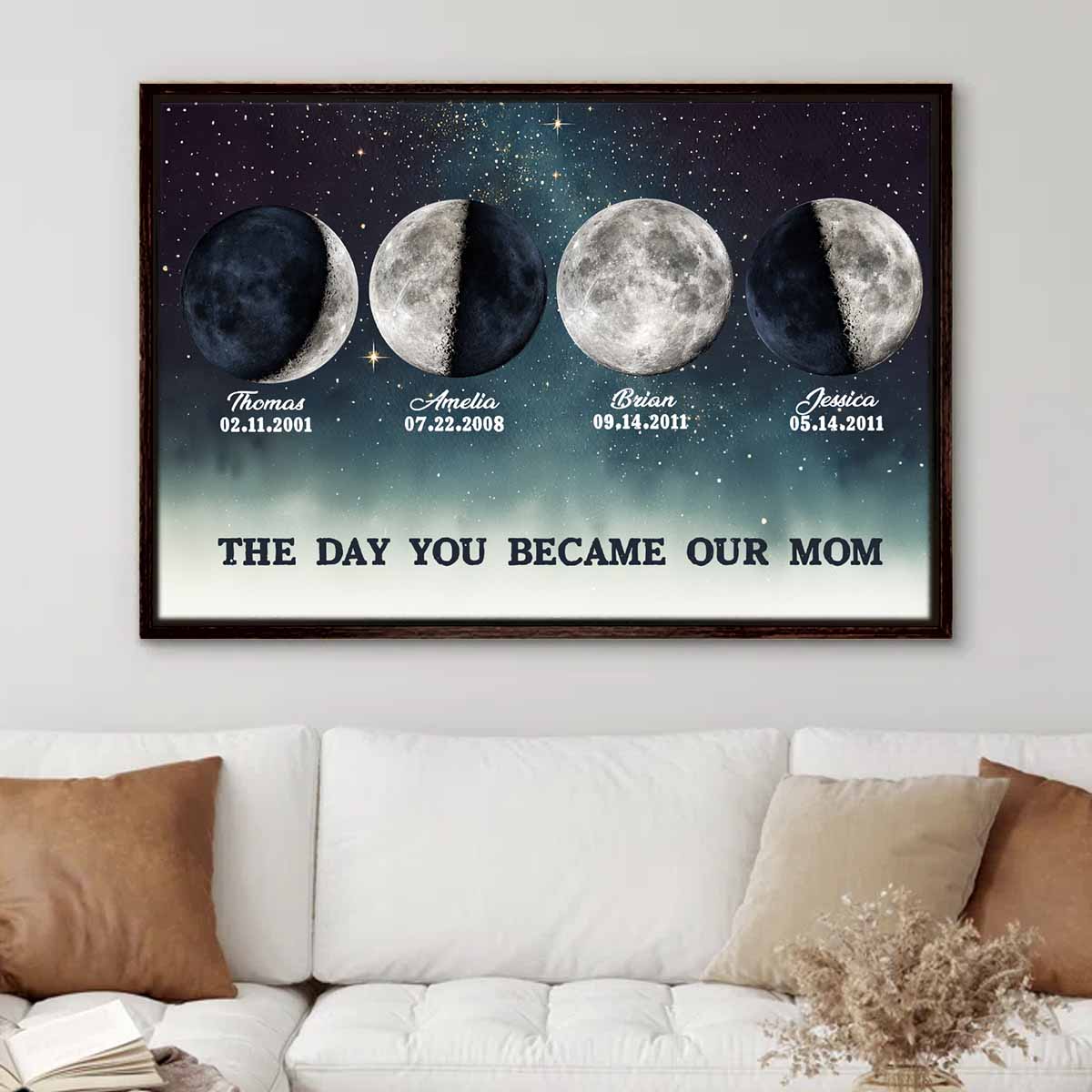 The Day You Became Mom and Dad - Custom Birth Moon Phase Canvas