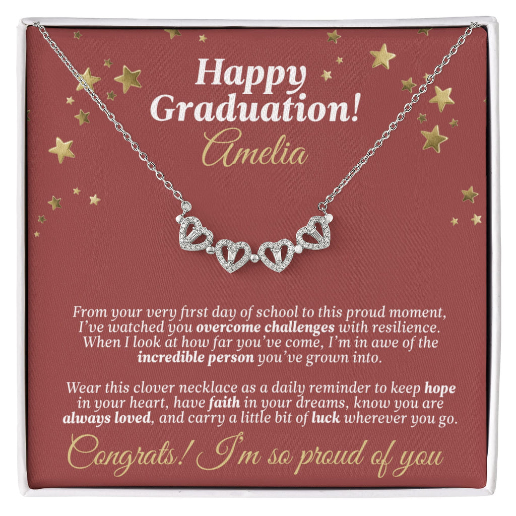 Happy Graduation Lucky Clover Necklace
