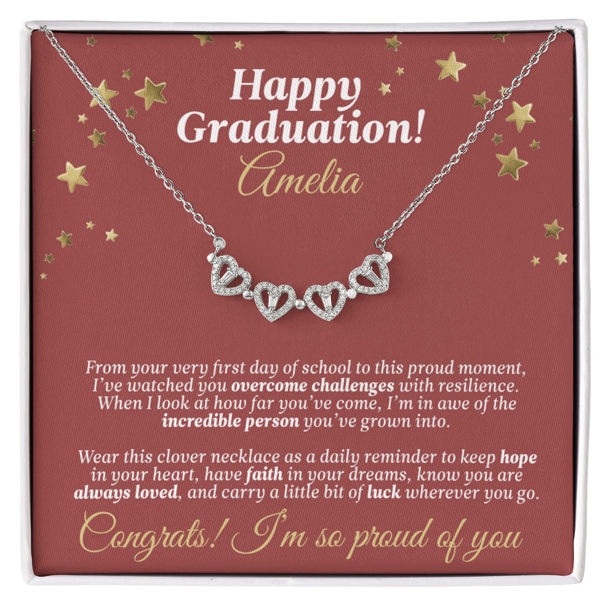 Happy Graduation Lucky Clover Necklace