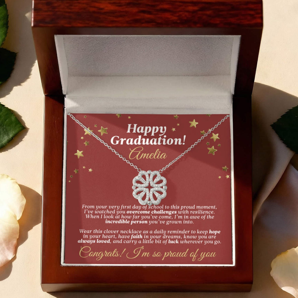 Happy Graduation Lucky Clover Necklace