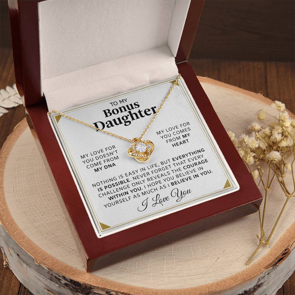 To My Bonus Daughter Love Knot Necklace