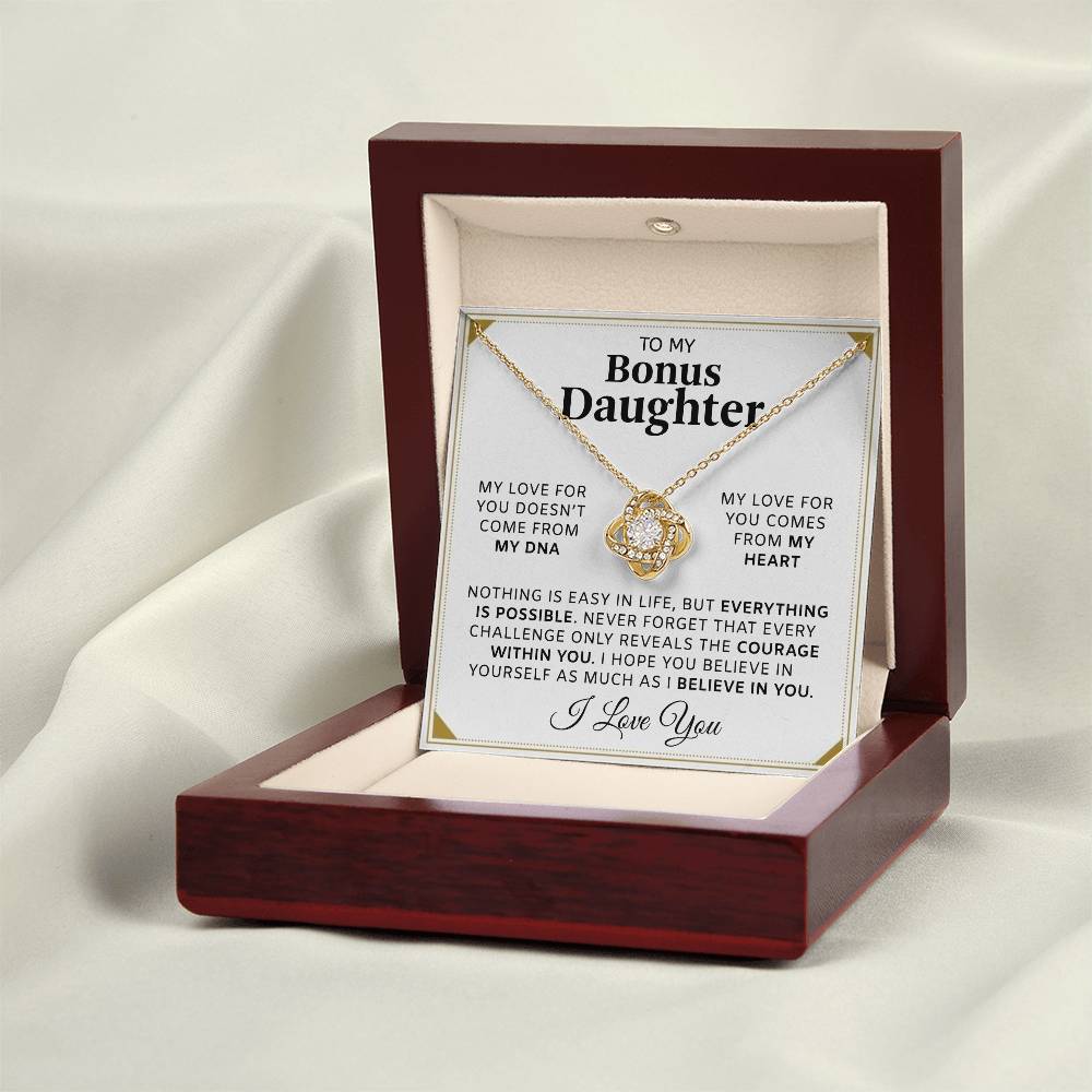 To My Bonus Daughter Love Knot Necklace