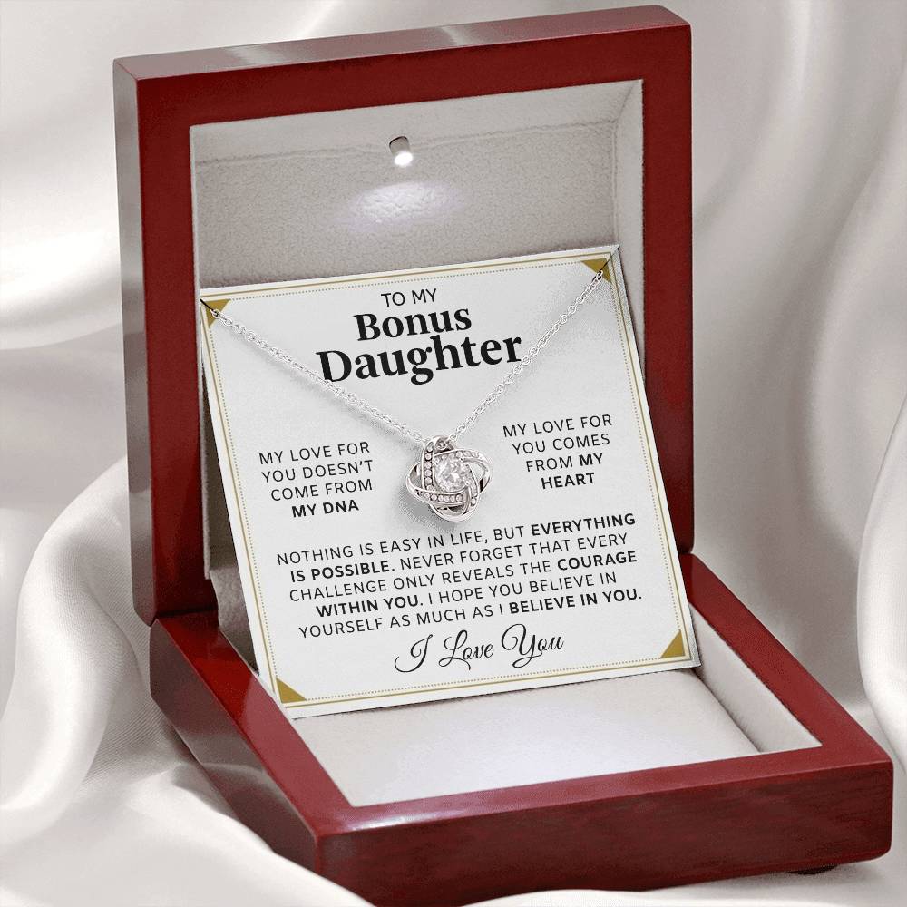 To My Bonus Daughter Love Knot Necklace