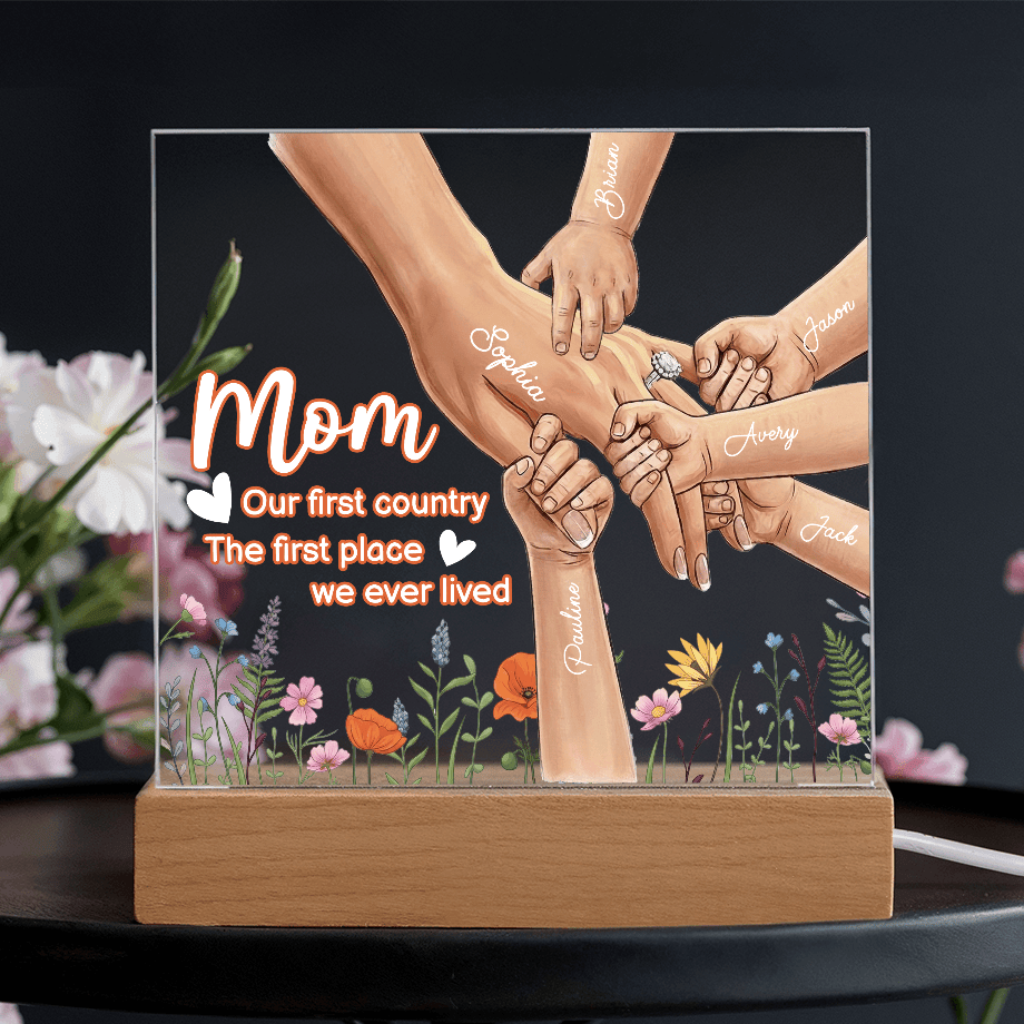 Mom Our First Country Custom Acrylic Keepsake Light