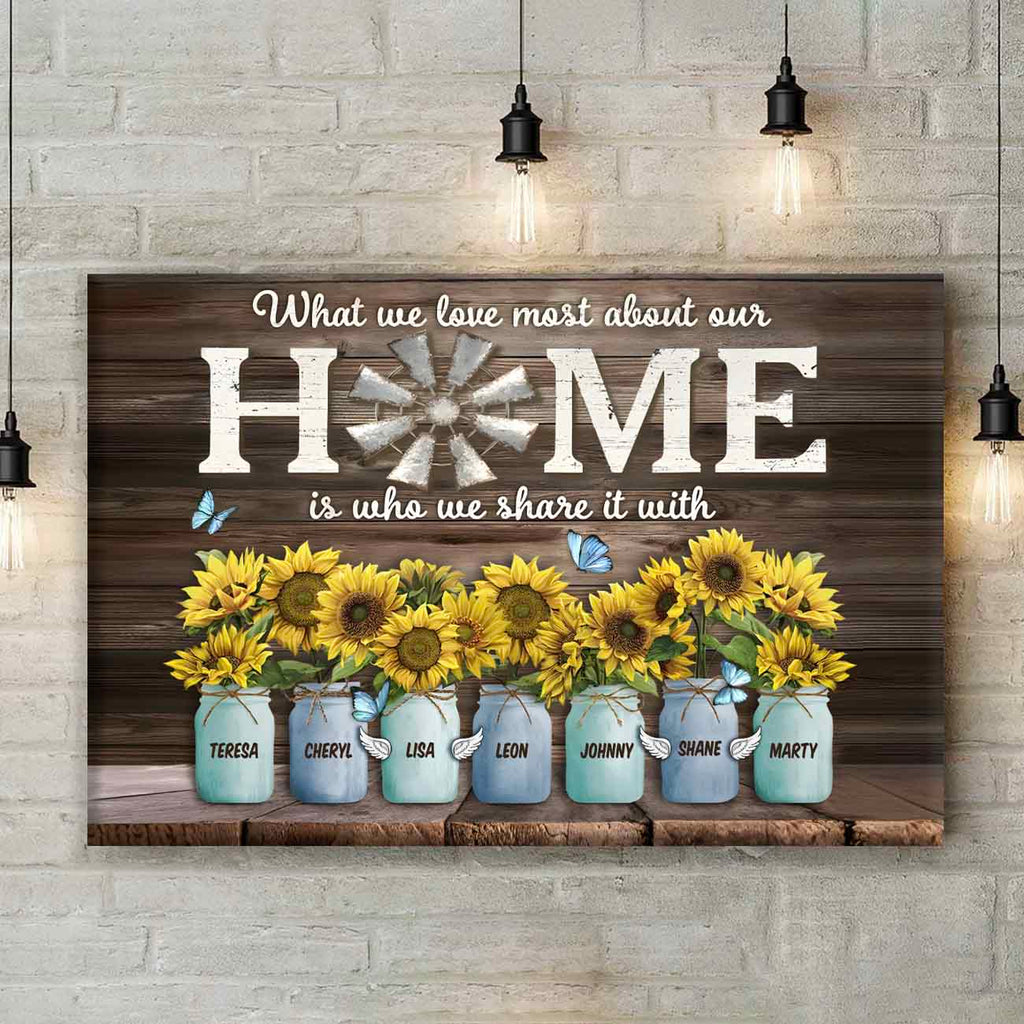 What We Love Most About Our Home | Custom Family Names Canvas
