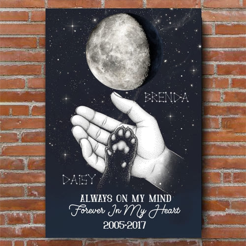 Always On My Mind Custom Moon Phase Pet Memorial Canvas
