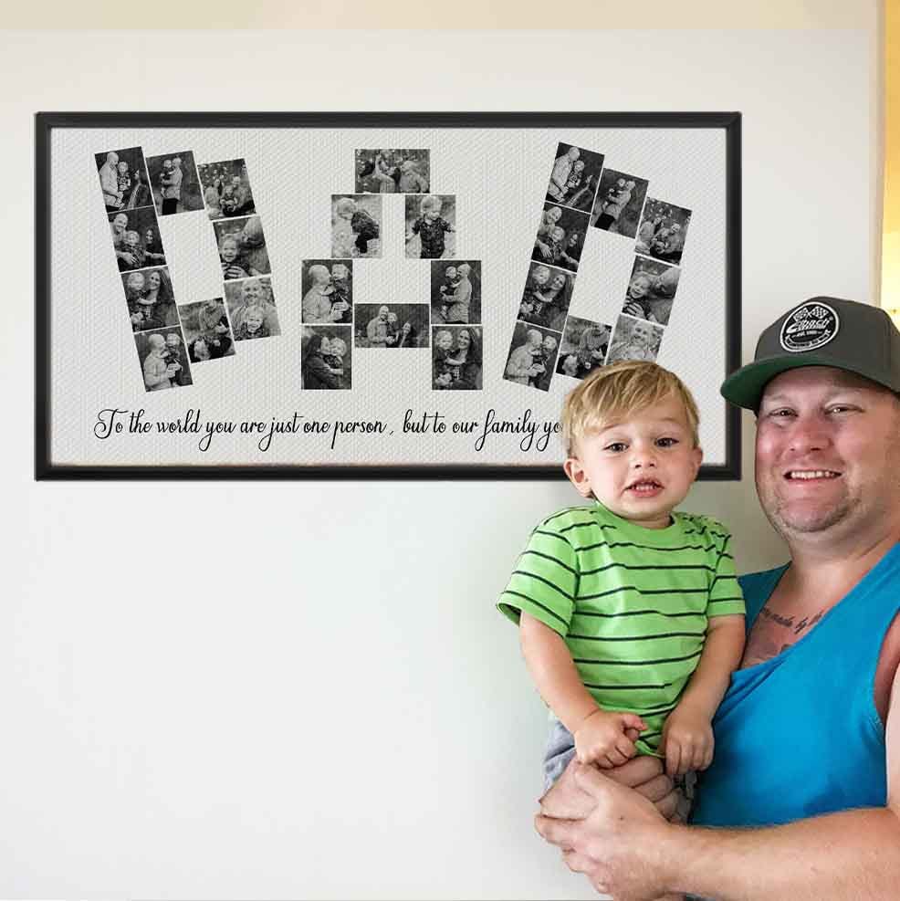 Custom Dad Black and White Photo Collage Canvas