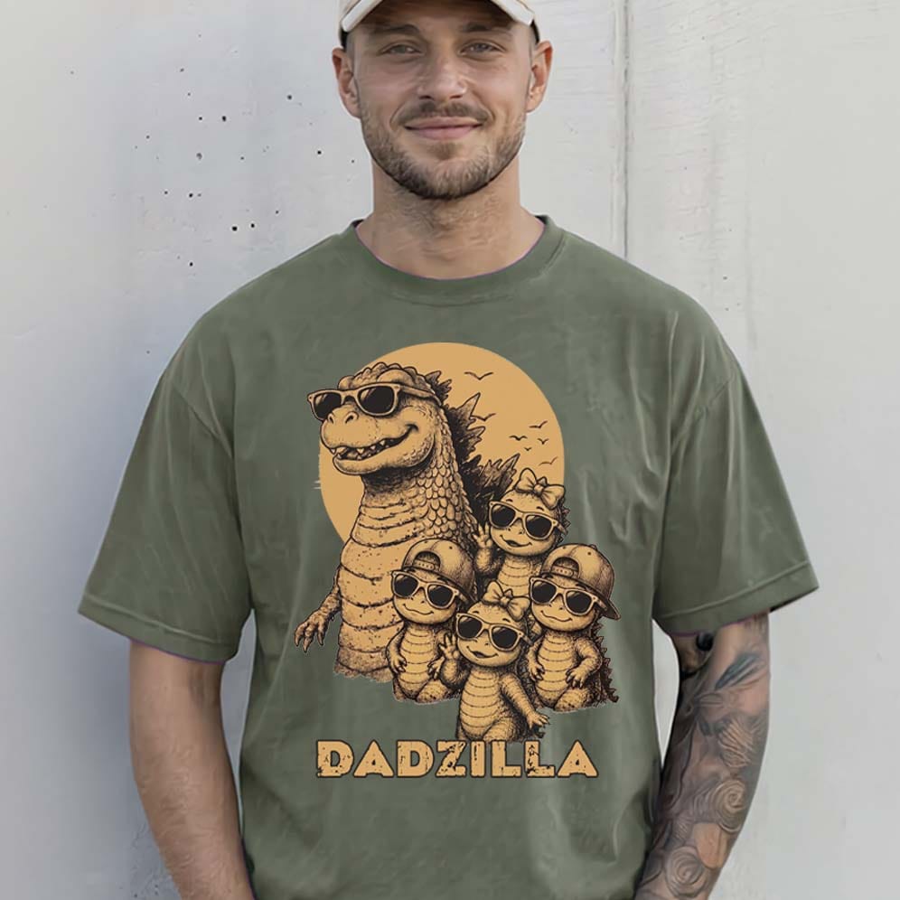 Dadzilla Cool Dad Dinosaur Heavyweight Shirt