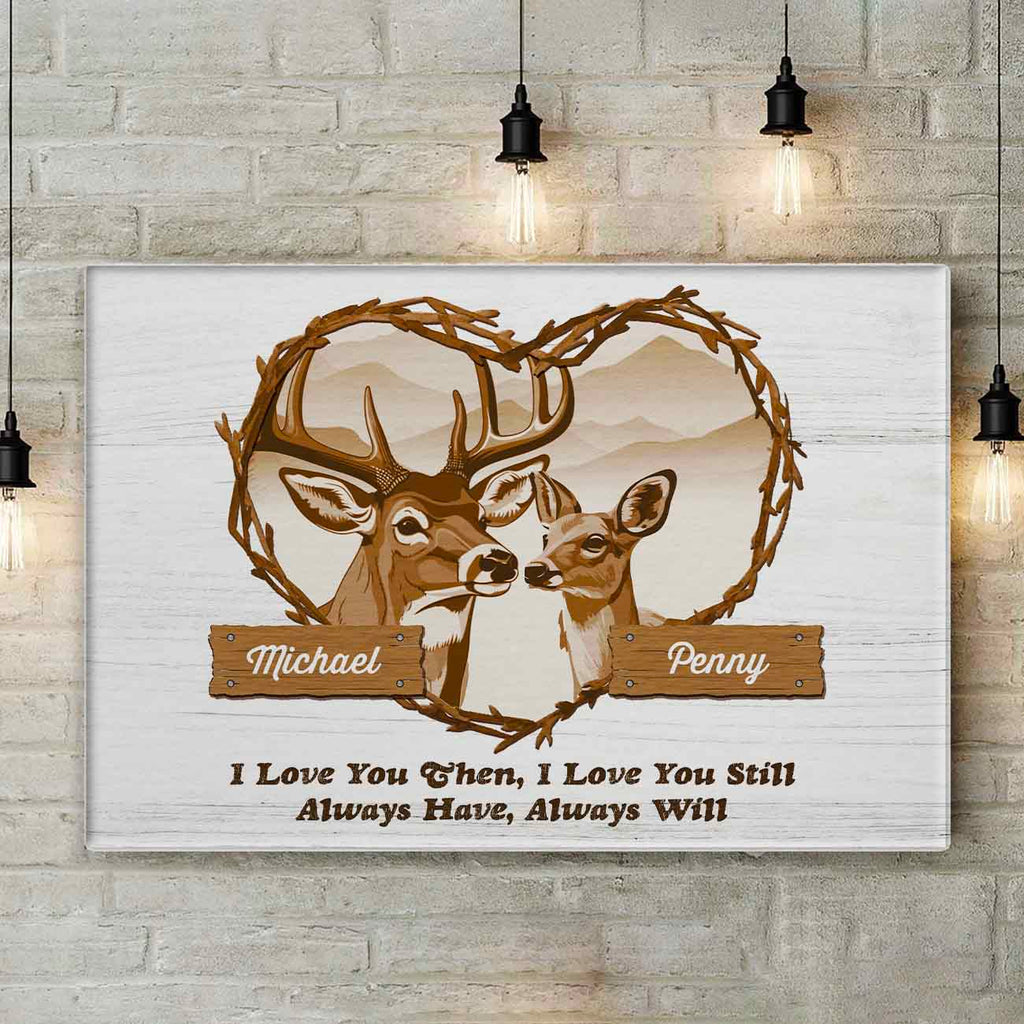 Deer Couple Love Custom Name Canvas