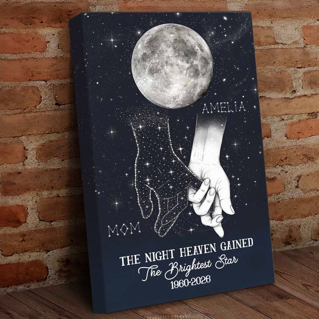 Heaven Gained The Brightest Star Custom Moon Phase Memorial Canvas
