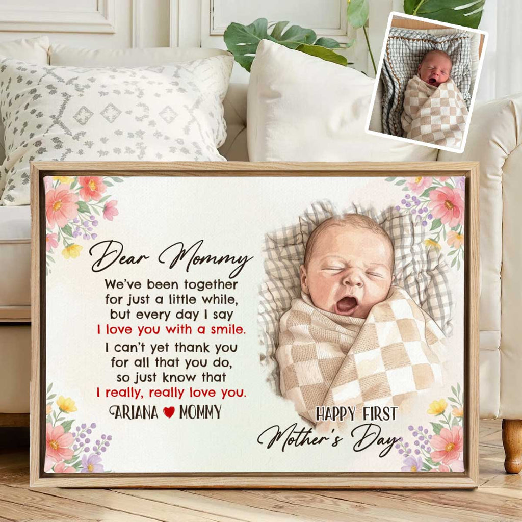 First Mother's Day Gift From Baby Custom Photo Art Canvas