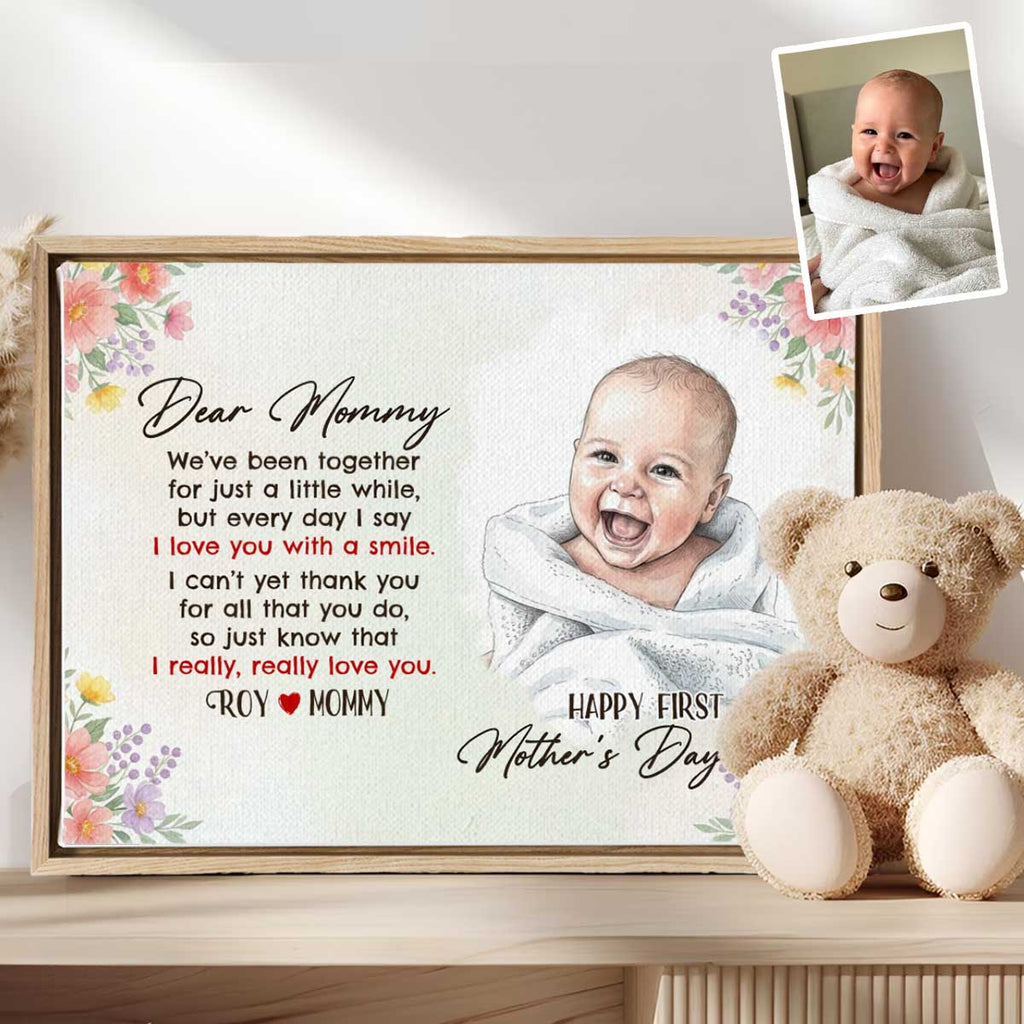 First Mother's Day Gift From Baby Custom Photo Art Canvas