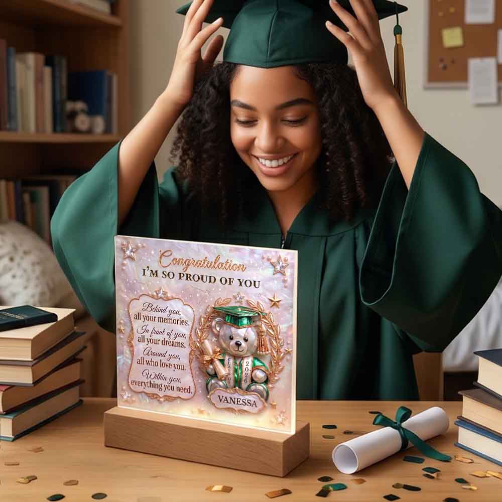 Graduation Bear Custom Printed Acrylic Keepsake Plaque