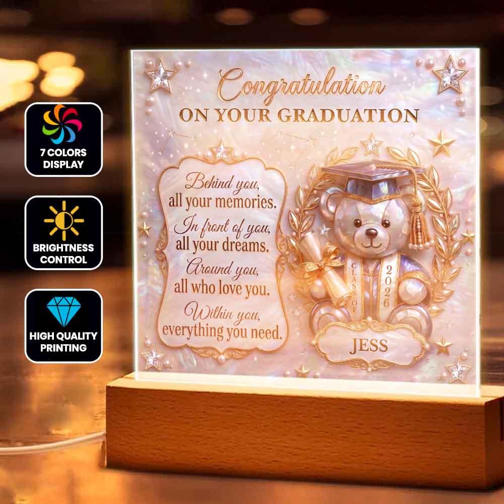Graduation Bear Custom Printed Acrylic Keepsake Plaque
