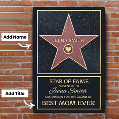Star Of Fame Personalized Canvas Unique Gift for Mom Dad Family
