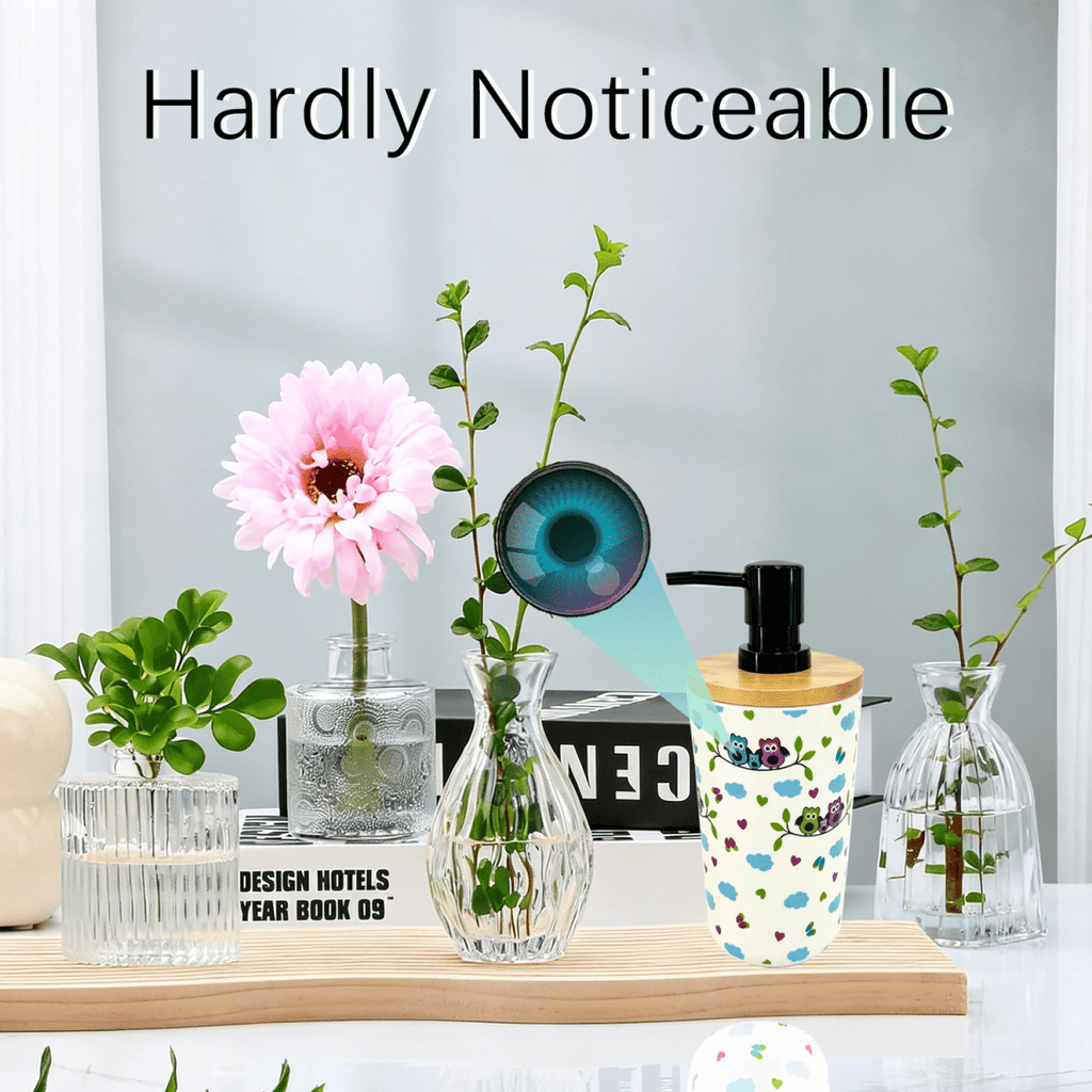 High-tech 4K WiFi soap dispenser cam for home surveillance. Keep your space safe with this smart security gadget.
