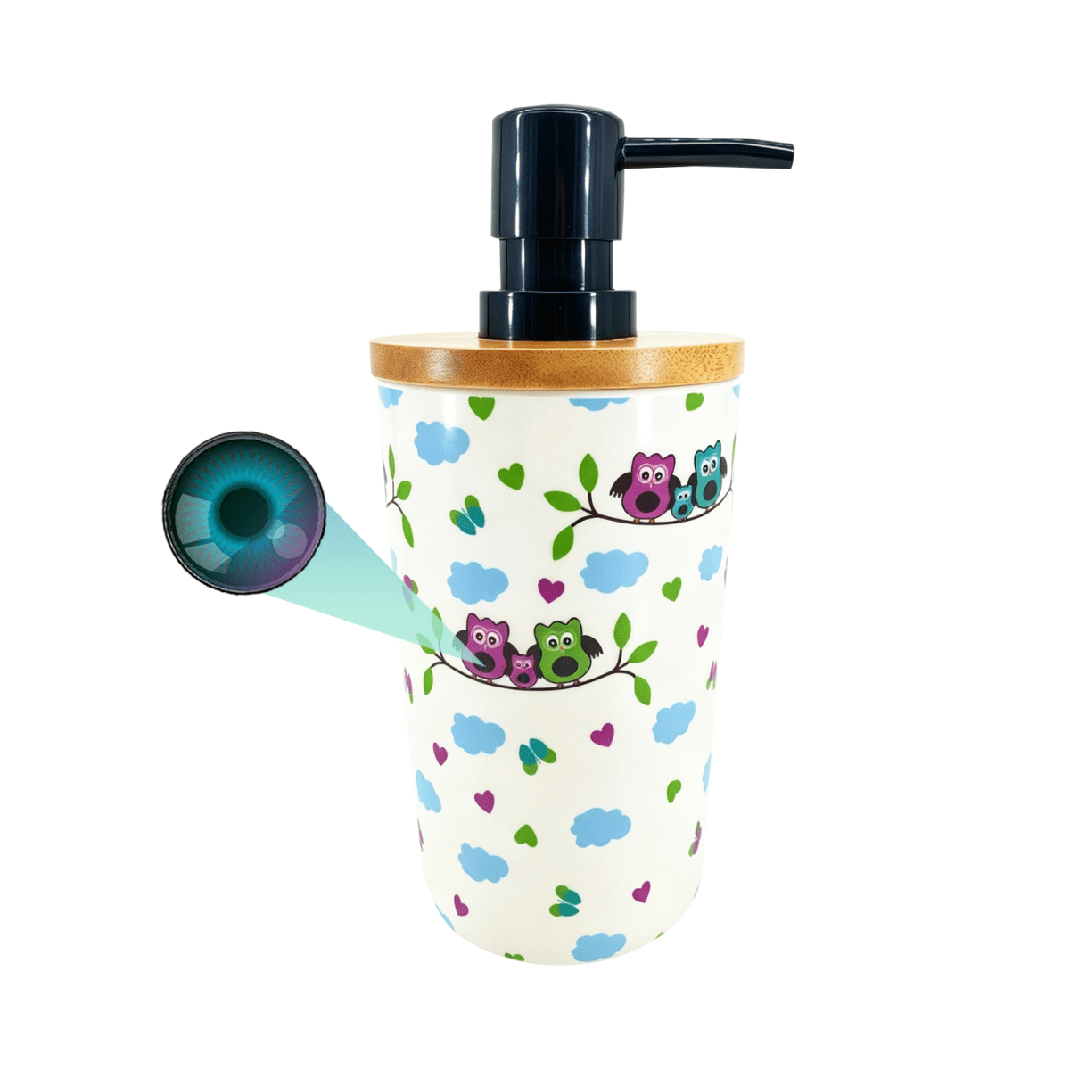High-tech 4K WiFi soap dispenser cam for home surveillance. Keep your space safe with this smart security gadget.