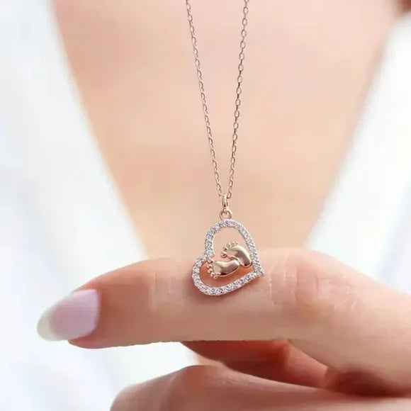 Until I Can Meet You | Mom To Be Baby Feet Necklace