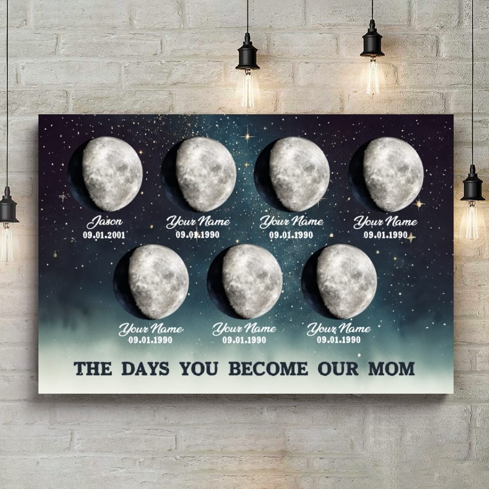 The Day You Became Mom and Dad - Custom Birth Moon Phase Canvas