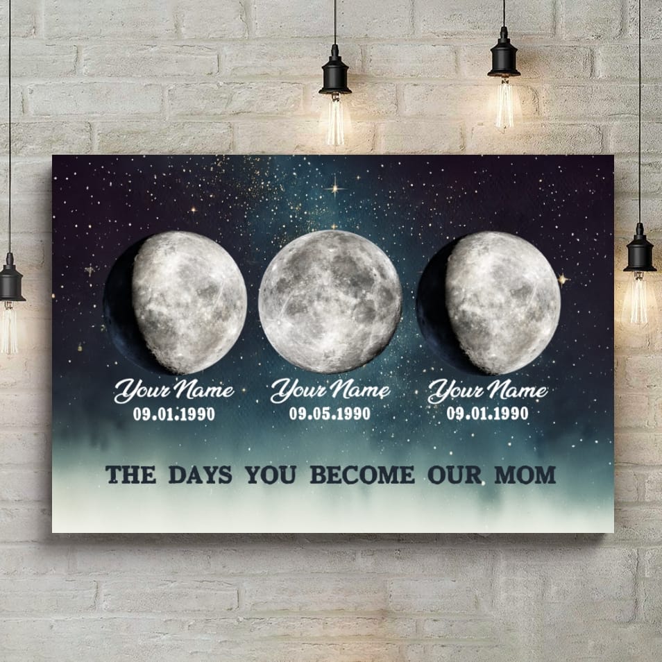 The Day You Became Mom and Dad - Custom Birth Moon Phase Canvas