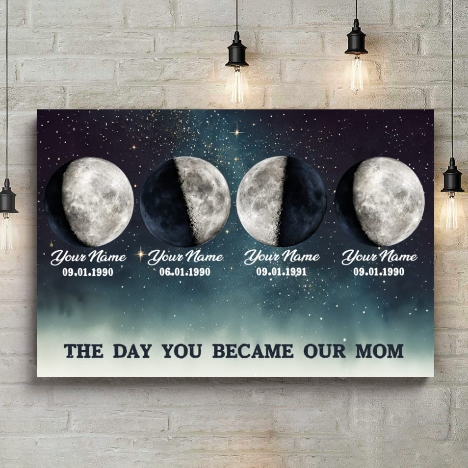 The Day You Became Mom and Dad - Custom Birth Moon Phase Canvas