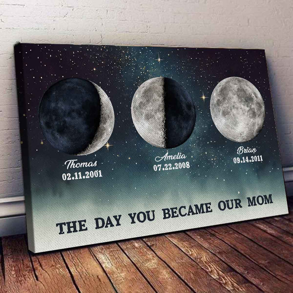 The Day You Became Mom and Dad - Custom Birth Moon Phase Canvas