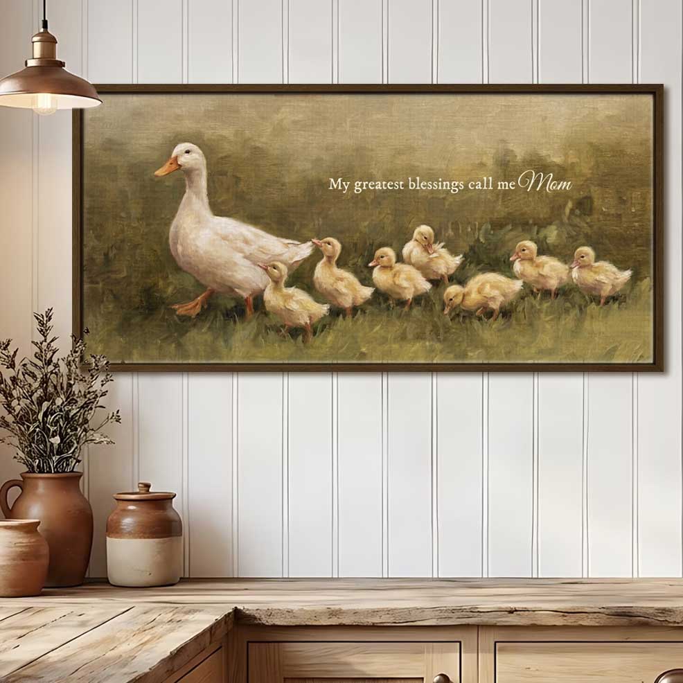 Following Mama Duck Custom Canvas Gift For Mom Grandma