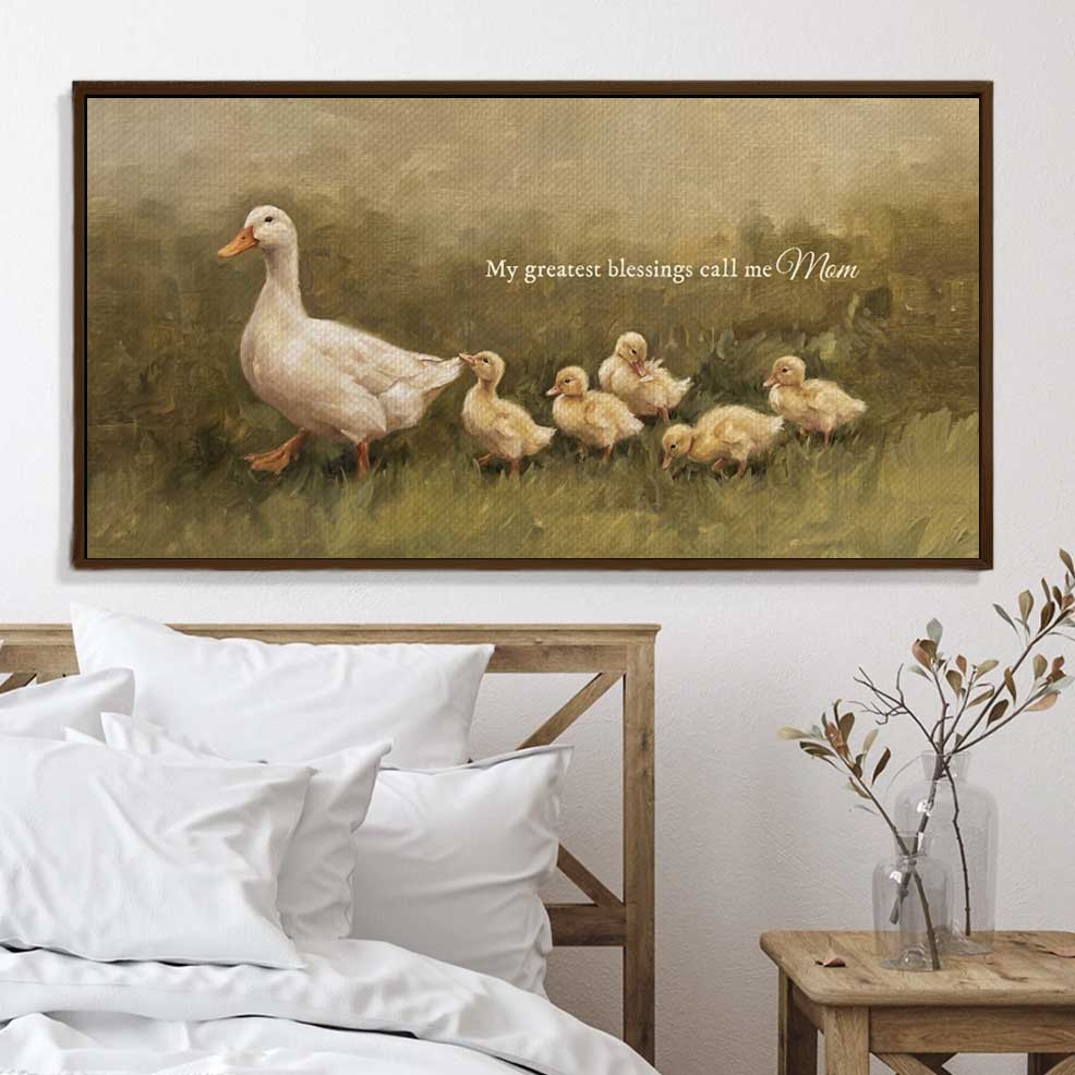 Following Mama Duck Custom Canvas Gift For Mom Grandma