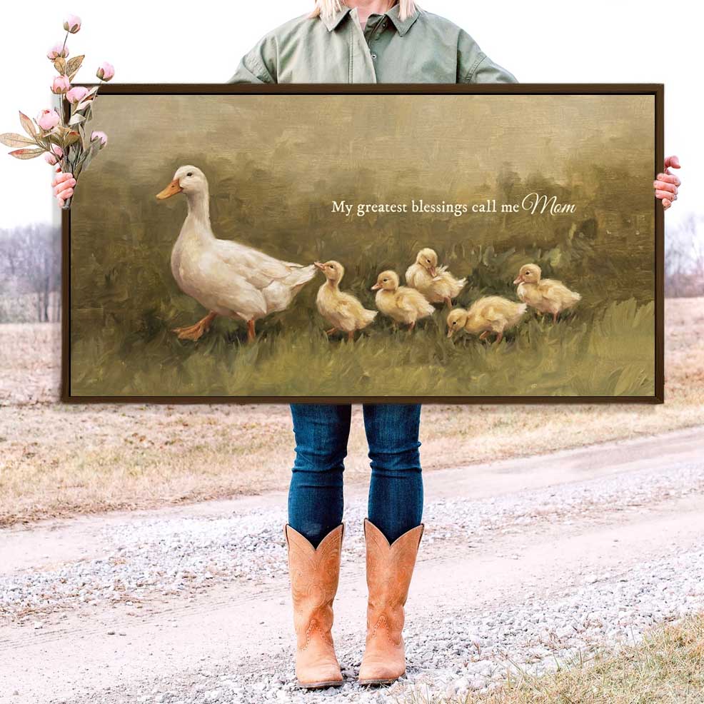 Following Mama Duck Custom Canvas Gift For Mom Grandma