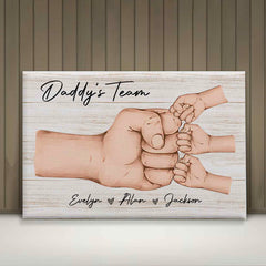 Custom Daddy's Team Fist Bump Premium Canvas Gift