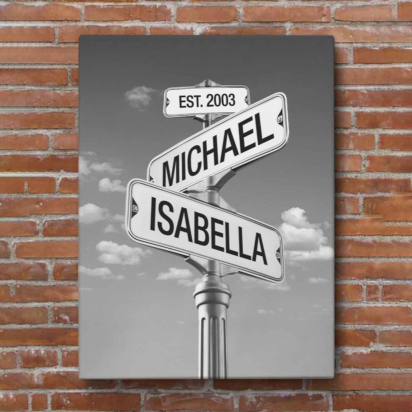 Intersection of Love | Custom Anniversary Couple Canvas