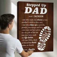 Stepped Up Dad Custom Name Premium Canvas Gift
