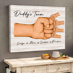 Custom Daddy's Team Fist Bump Premium Canvas Gift