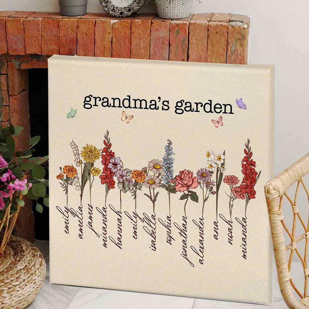 Grandma/Mom's Garden Custom Canvas with Kids Name and Birth Flower