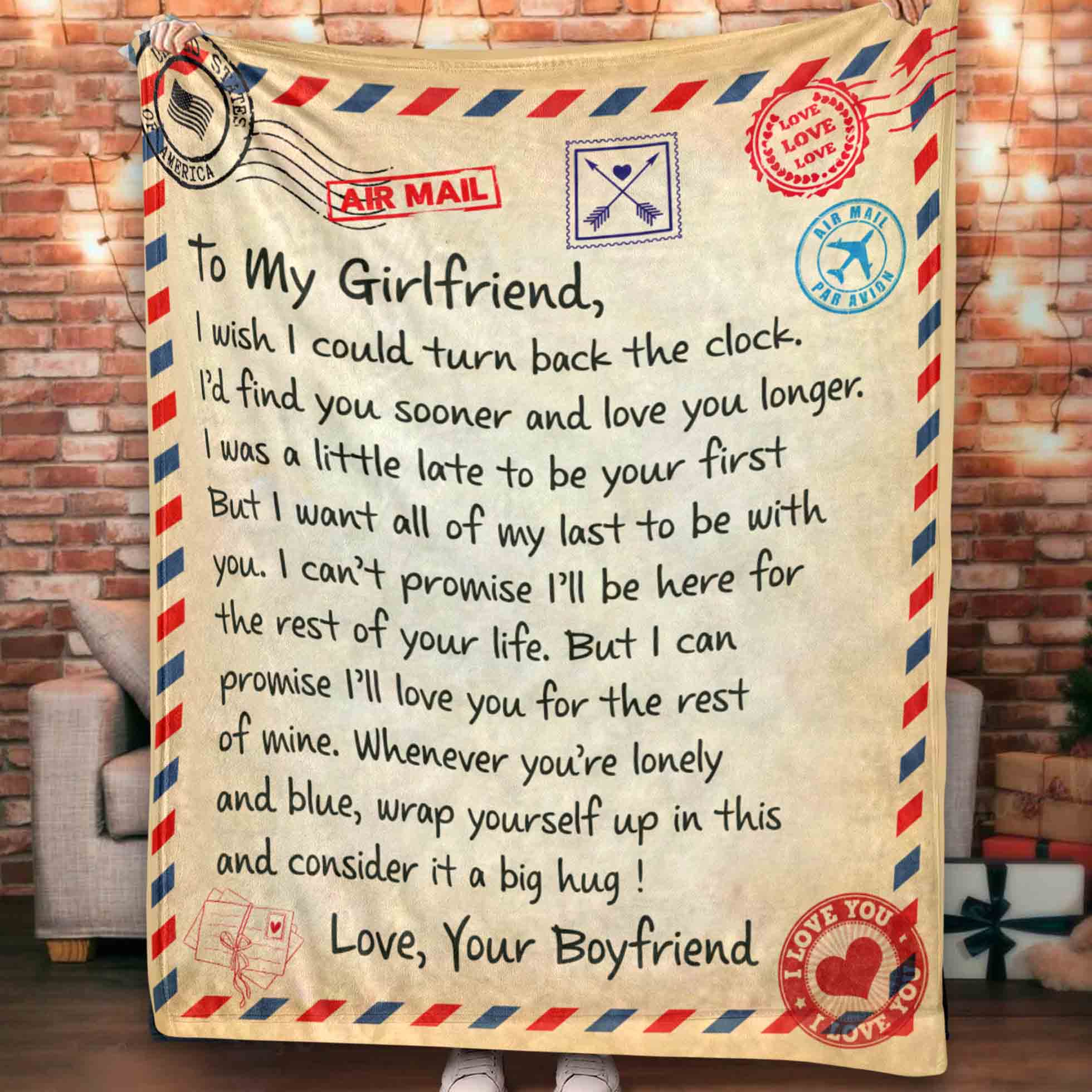 Personalized Giant Love Letter Premium Sherpa Blanket For Her