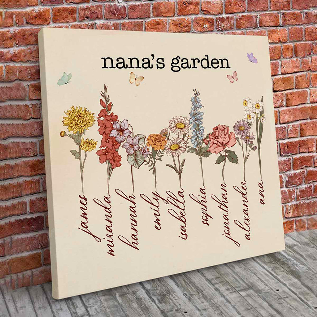Grandma/Mom's Garden Custom Canvas with Kids Name and Birth Flower