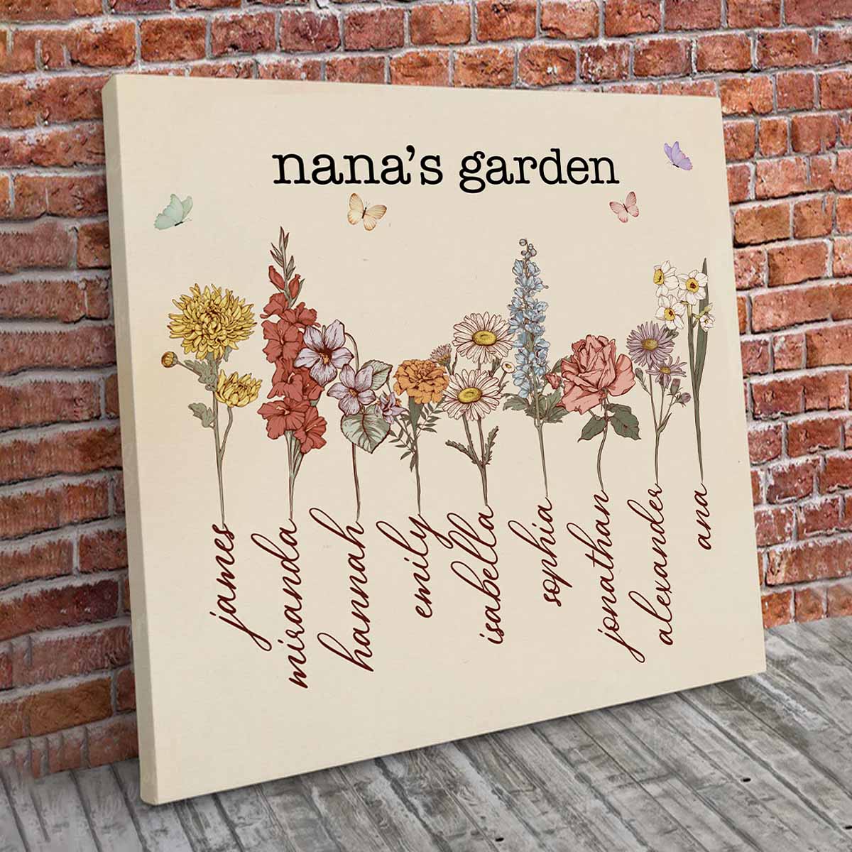 Grandma/Mom's Garden Custom Canvas with Kids Name and Birth Flower