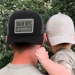 Dad of Girls/Boys Outnumbered Leather Patch Hat Gift
