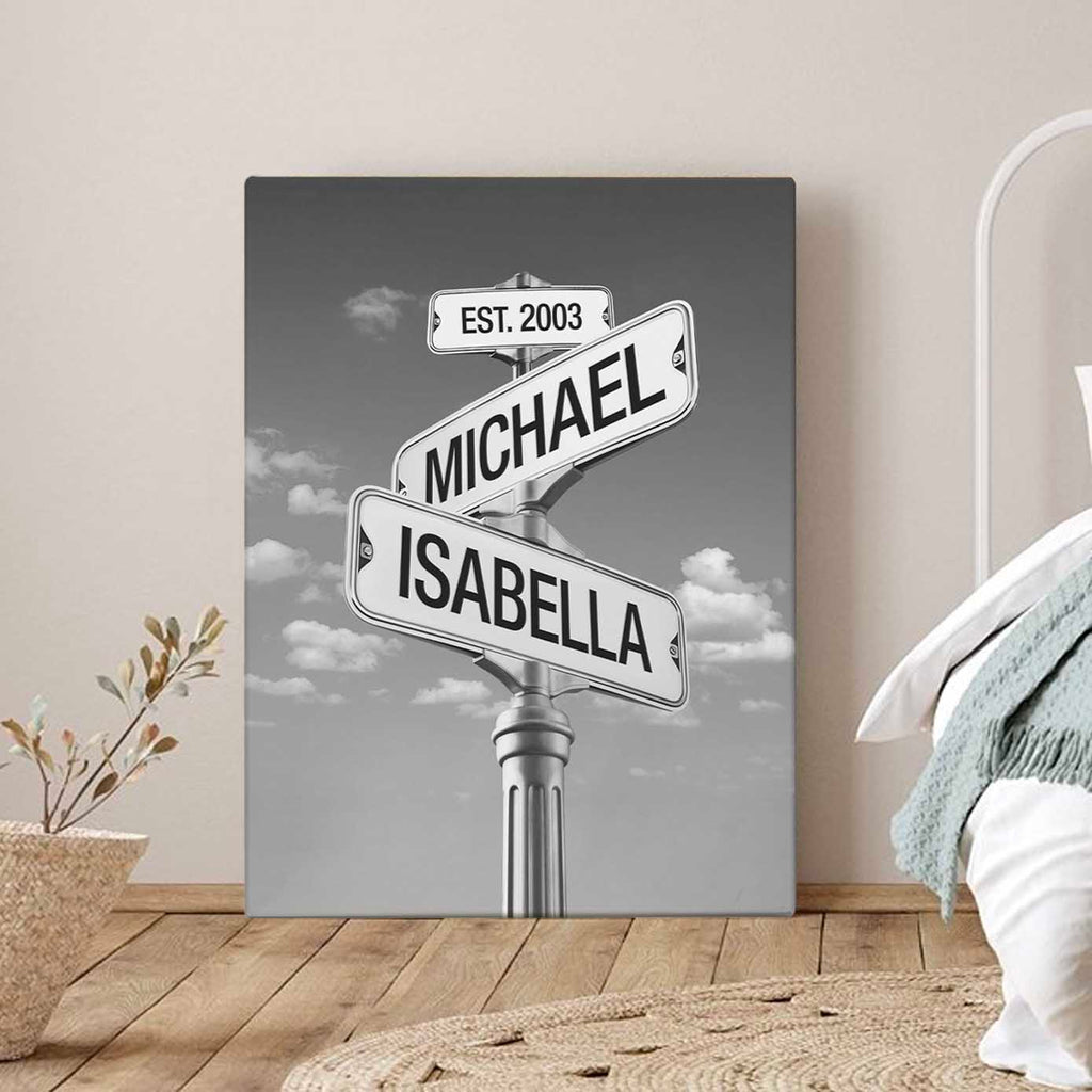 Intersection of Love | Custom Anniversary Couple Canvas