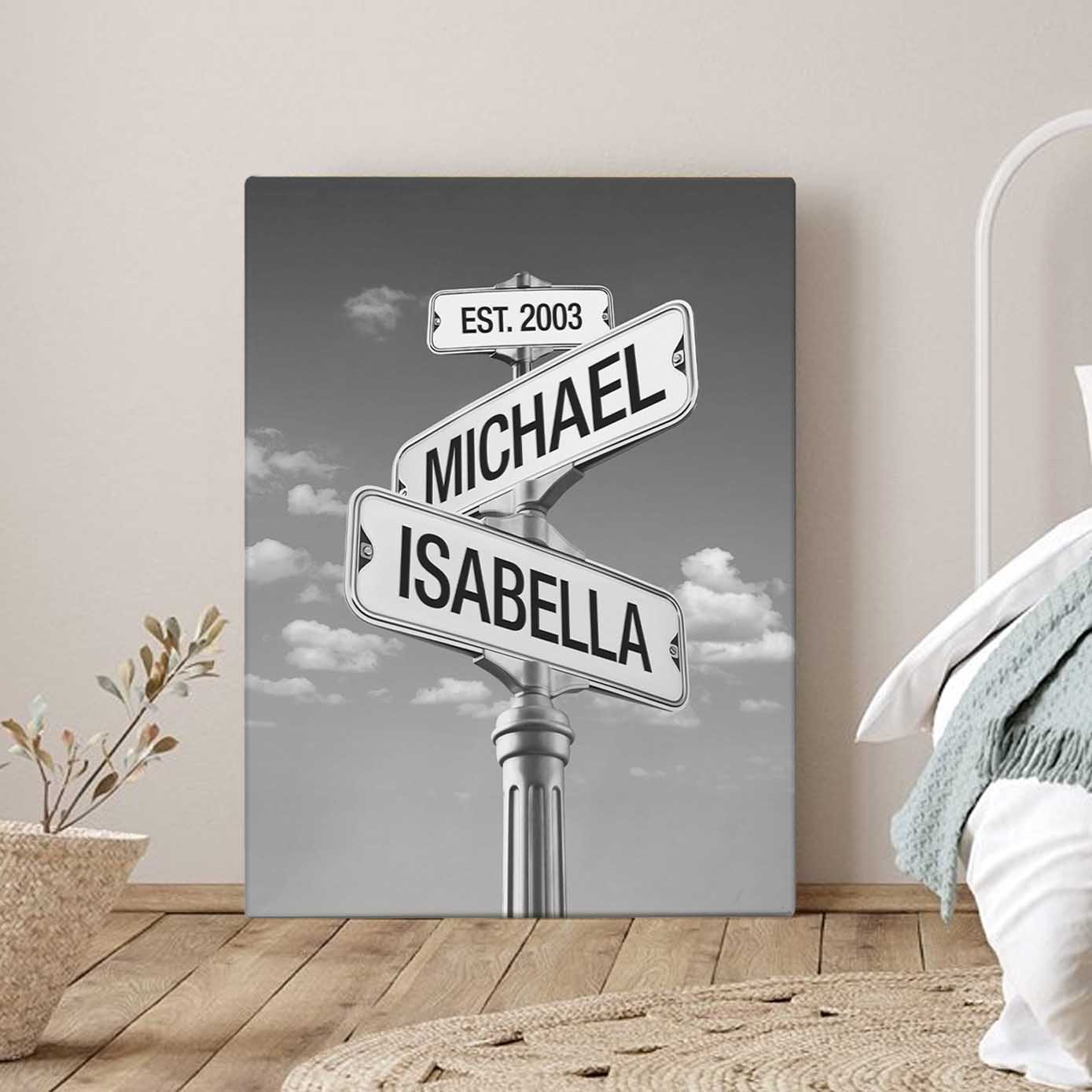 Intersection of Love | Custom Anniversary Couple Canvas