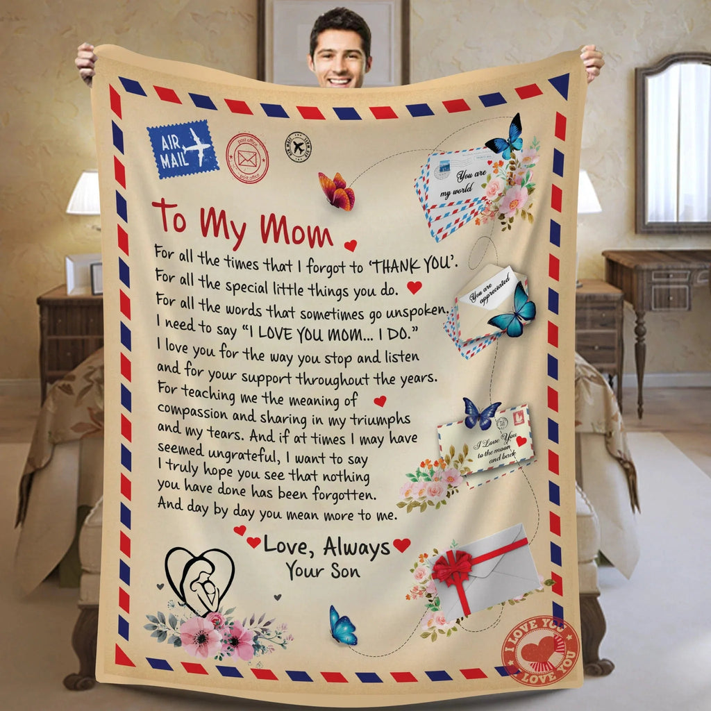 Personalized Giant Love Letter Blanket To My Mom - From Son Daughter