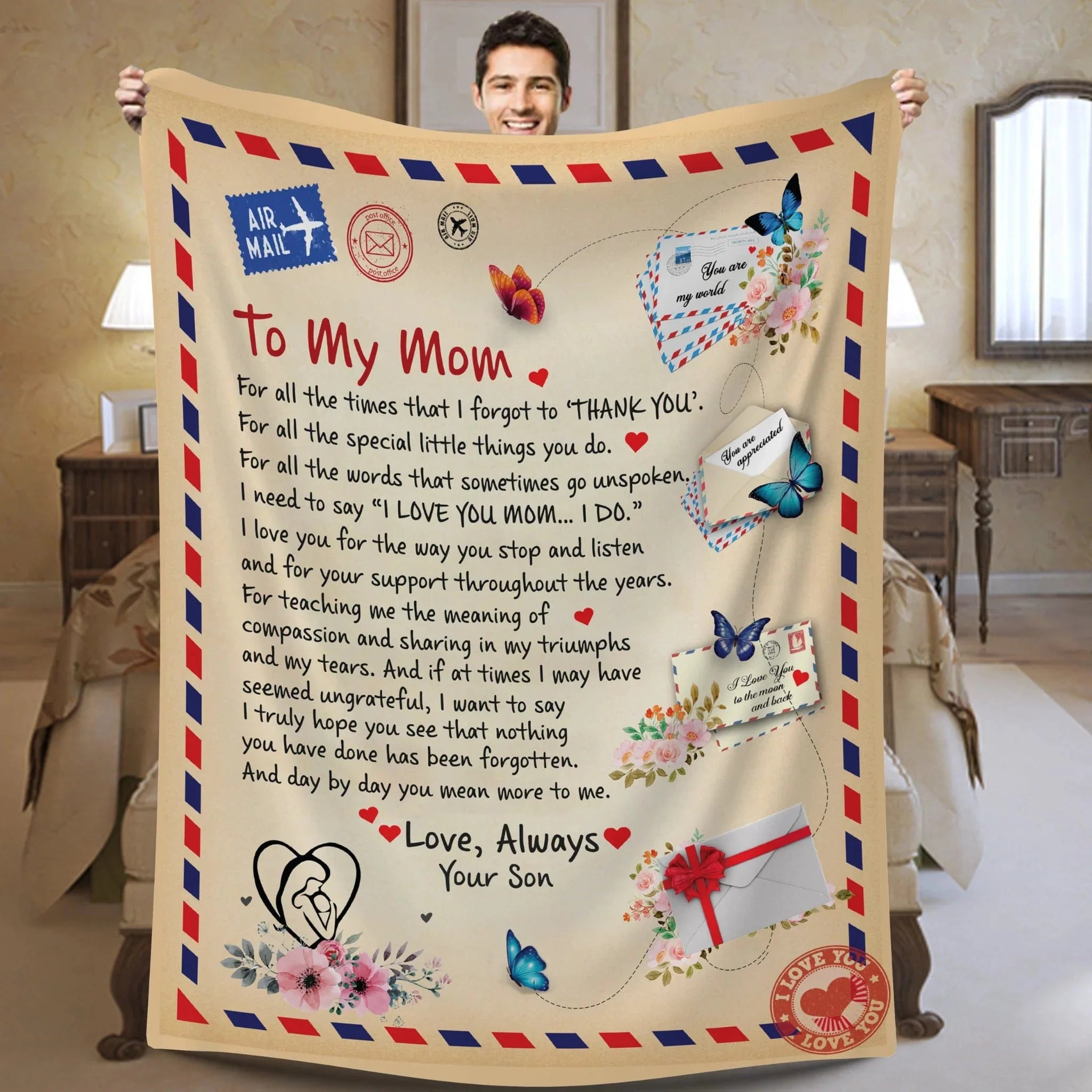 Personalized Giant Love Letter Blanket To My Mom - From Son Daughter