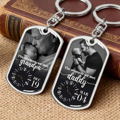 The Moment We Met Custom Keychain  For New Dad Grandpa