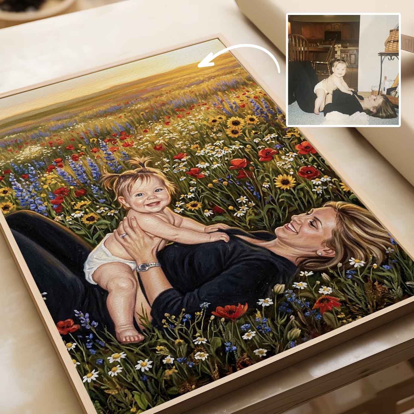 Custom Mom Photo To Painting Printed Canvas Gift