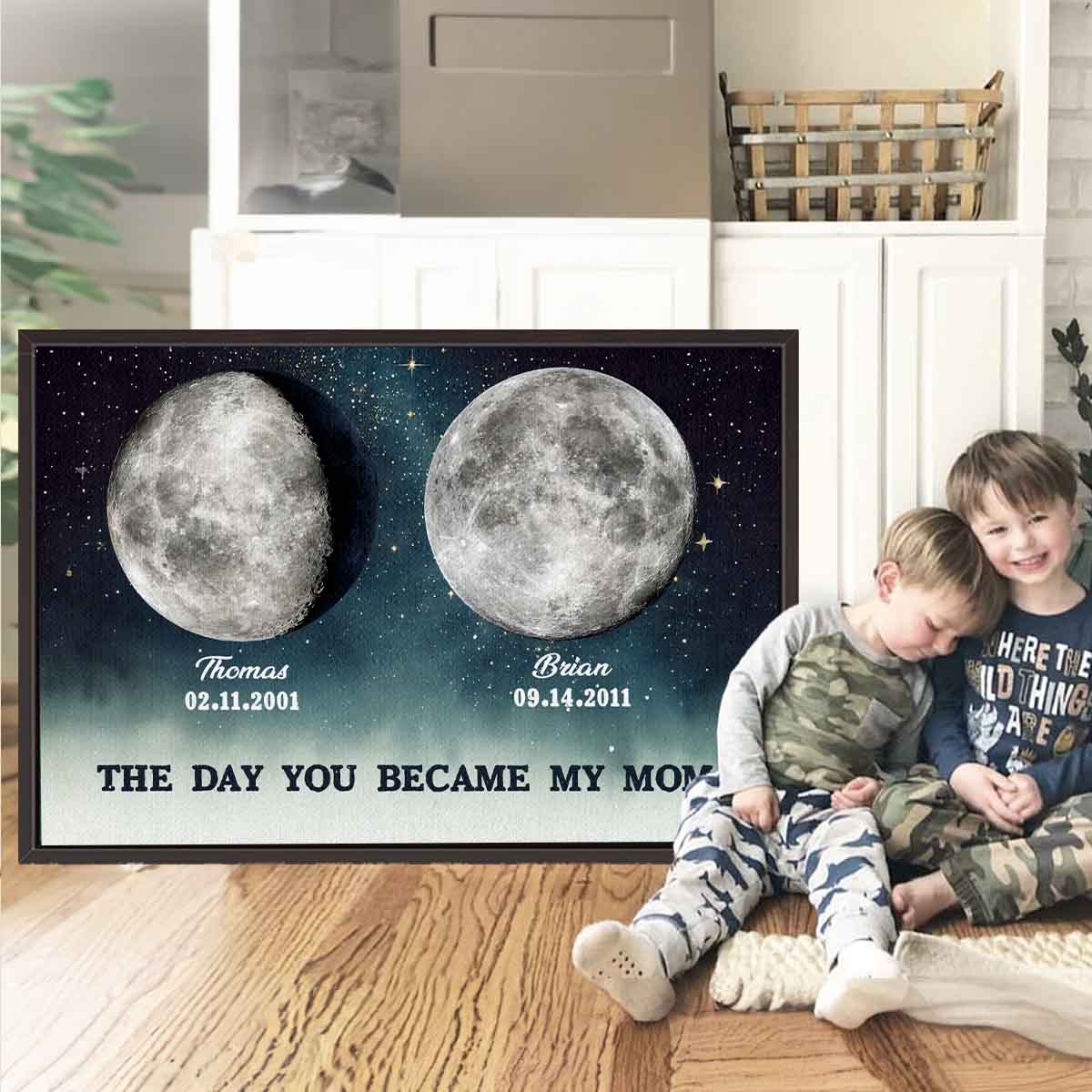 The Day You Became Mom and Dad - Custom Birth Moon Phase Canvas