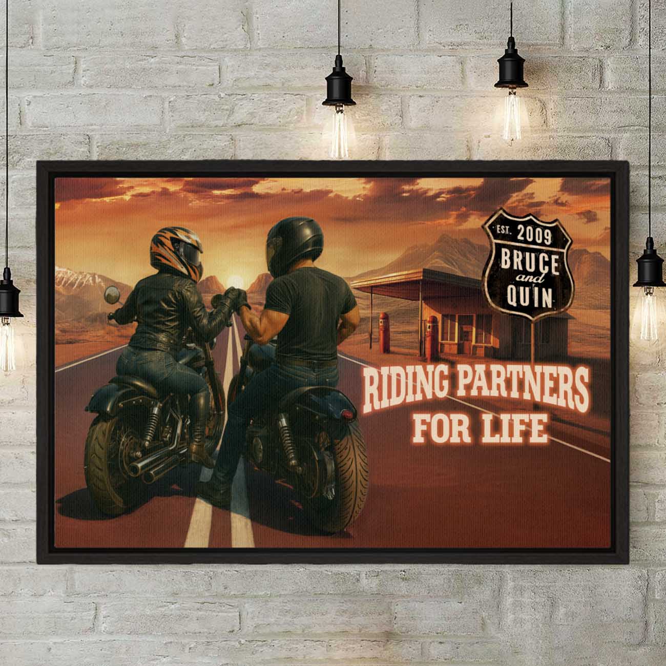 Riding Partner For Life Custom Biker Couple Canvas