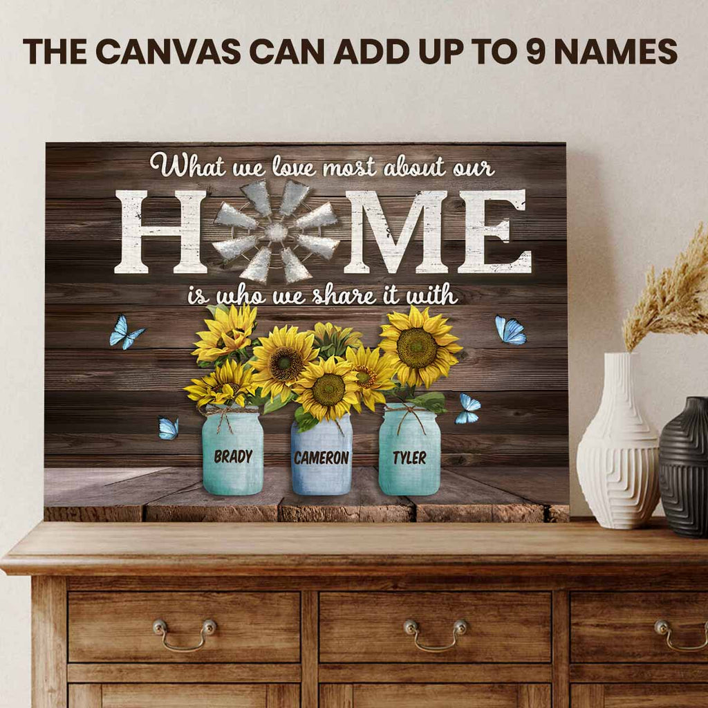 What We Love Most About Our Home | Custom Family Names Canvas